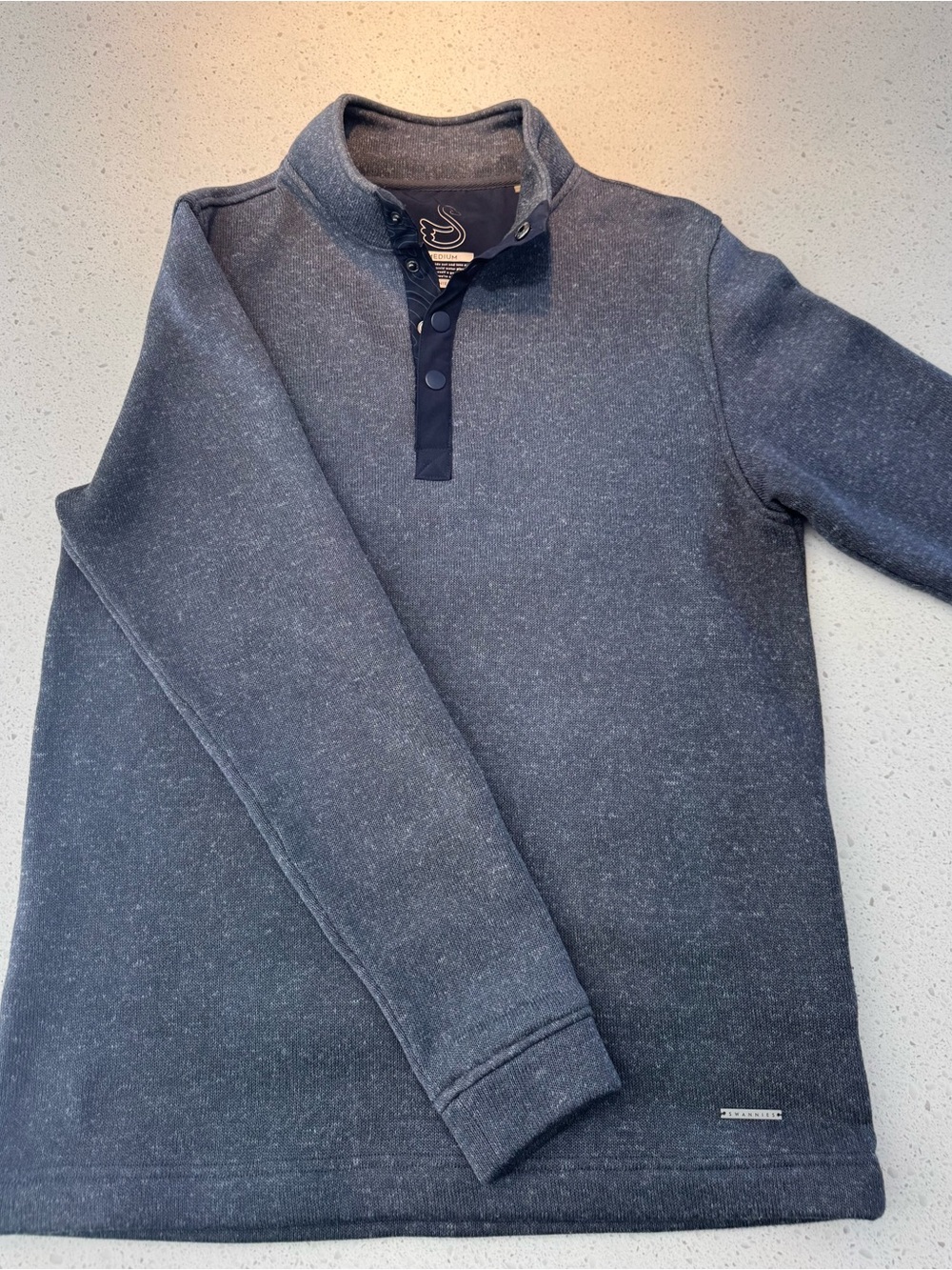 Swannies Men's Heathered Navy Quarter-Button Pullover Shirt